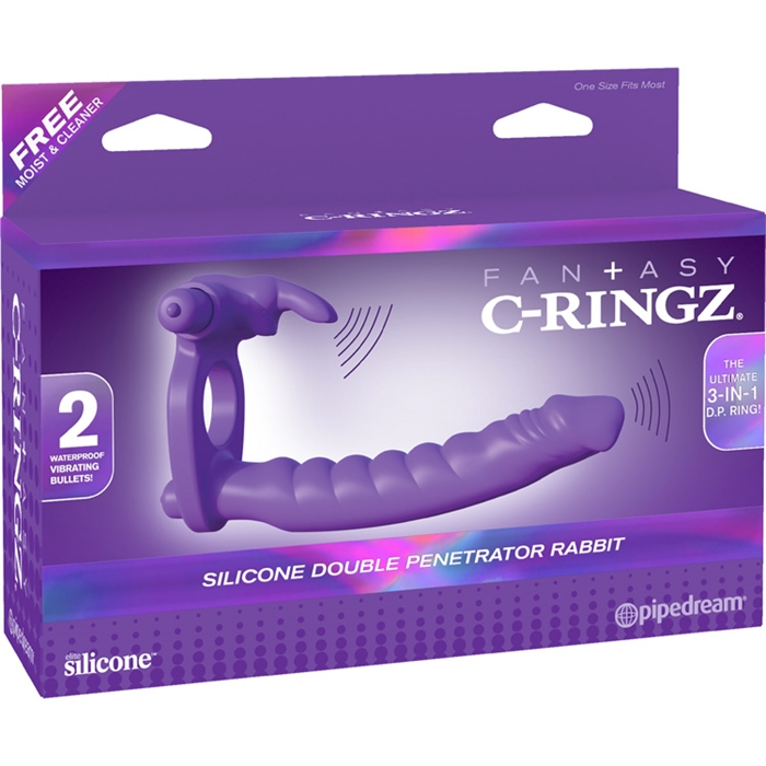 Picture of C-RINGZ SILICONE DOUBLE PENETRATOR RABBIT PURPLE