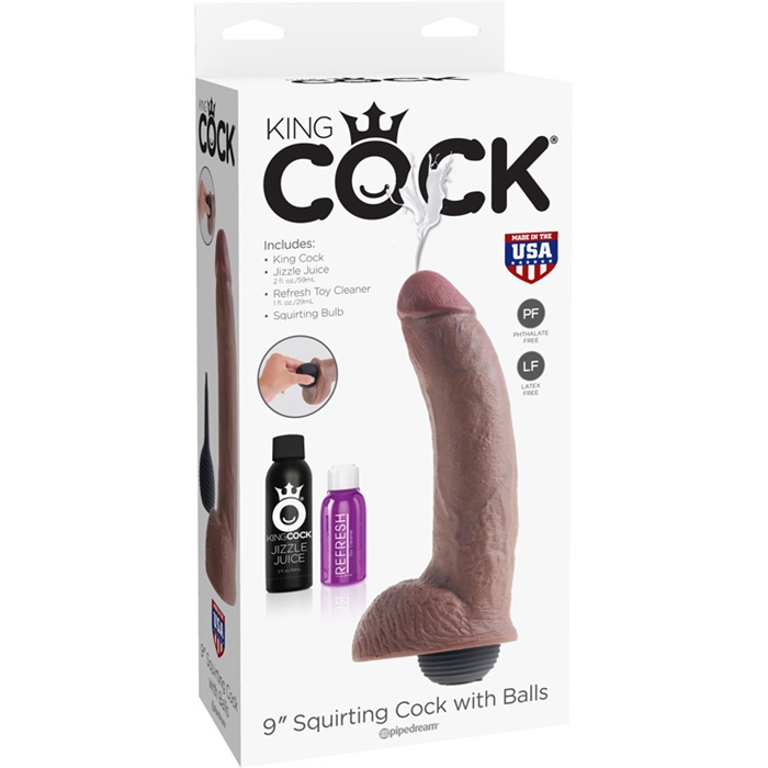 Picture of KING COCK 9" SQUIRTING COCK W/ BALLS BROWN