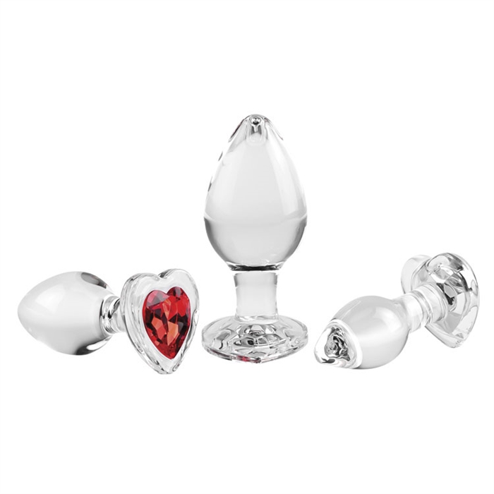 Picture of Red Heart Gem Glass Plug Set