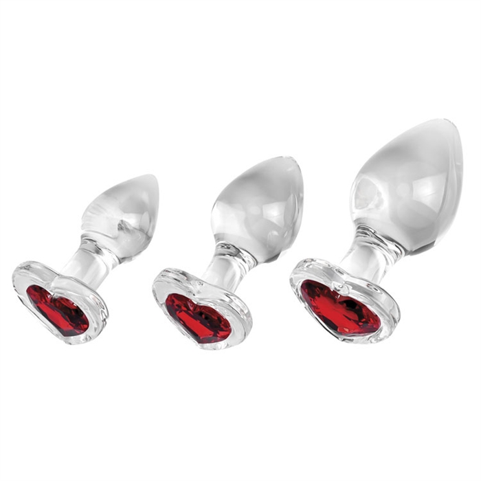 Picture of Red Heart Gem Glass Plug Set