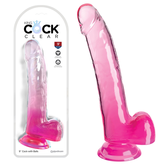 Picture of King Cock Clear 9" With Balls - Pink