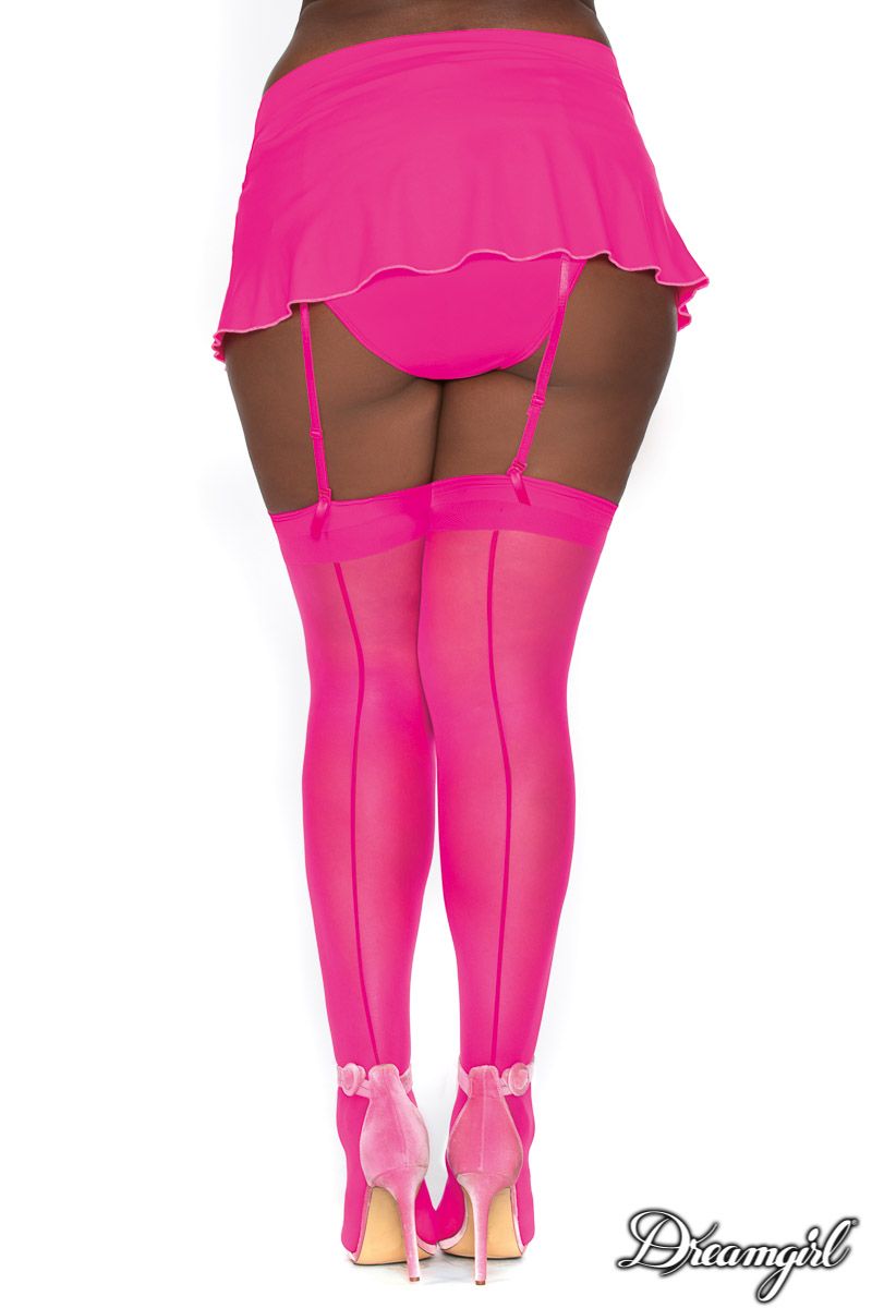 Picture of Hosiery, Thigh Hi, Backseam Thigh Hi, Hot Pink, QUEEN, -DG0007X