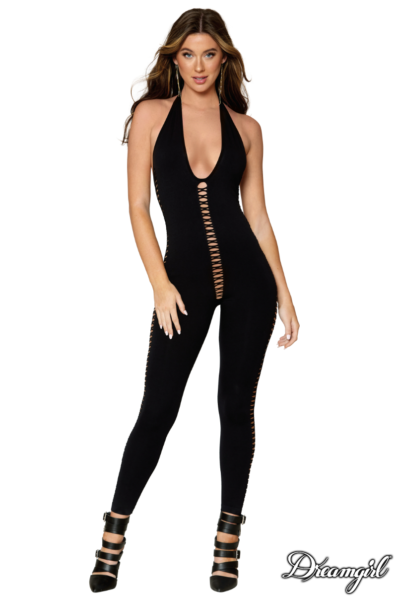 Picture of Lingerie, Bodystocking, Side Lace-Ups Bodystocking, Black, O/S, -DG0426