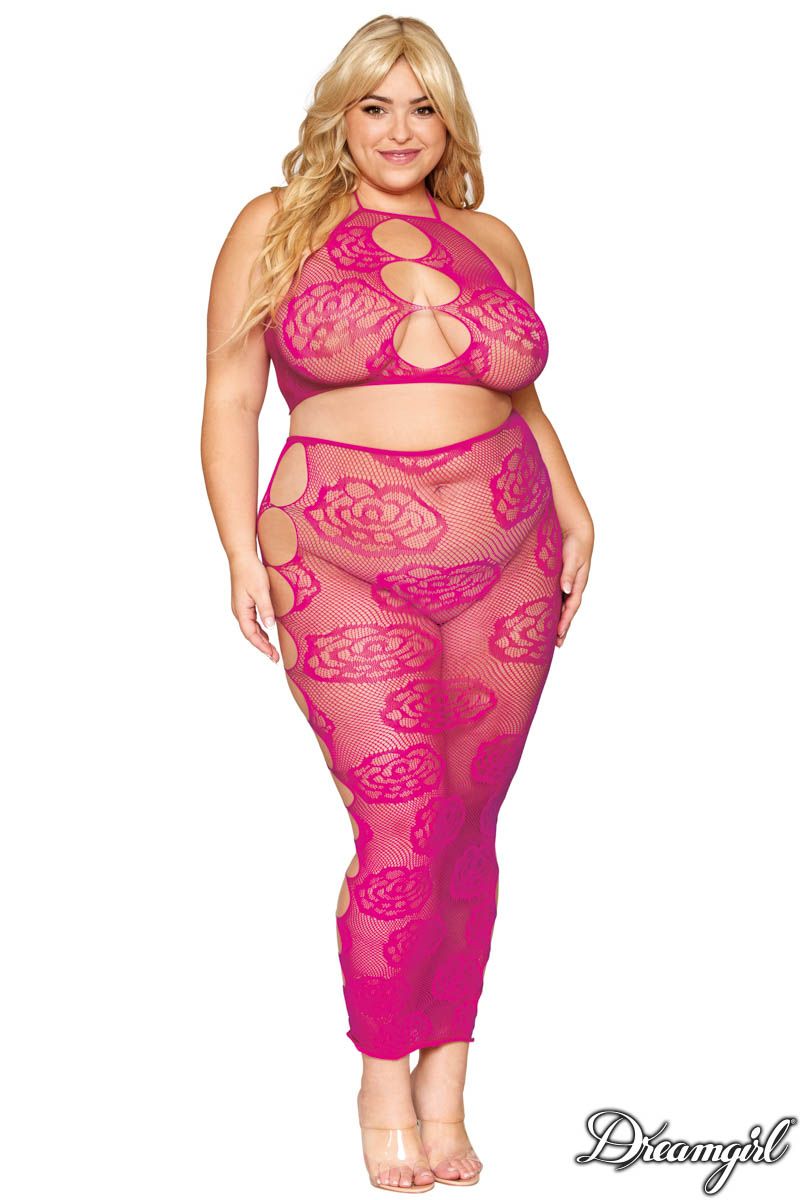 Picture of Lingerie, Bodystocking, Seamless Rose 2Pc, Magenta, QUEEN, -DG0485X