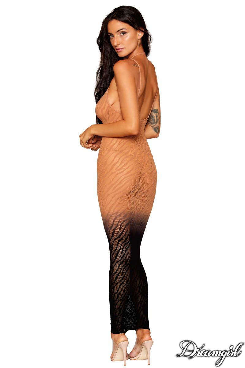 Picture of Lingerie, Bodystocking, Ombé Zebra Gown, Nude-Black, O/S, -DG0488