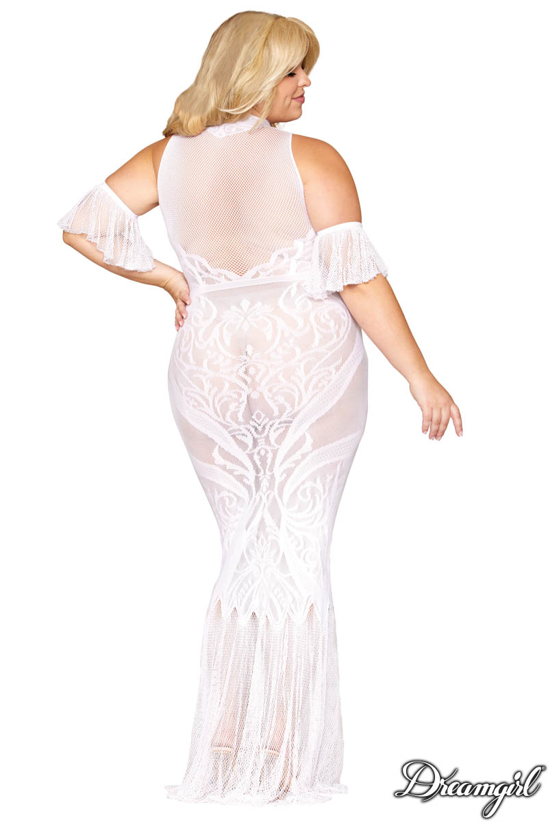 Picture of Lingerie, Bodystocking, Flutter Sleeve Gown, White, QUEEN, -DG0490X