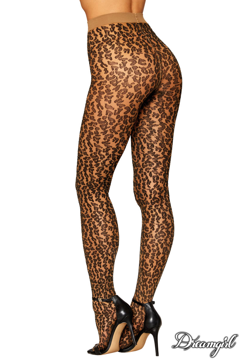 Picture of Hosiery, Pantyhose, Leopard Pantyhose, Nude-Black, O/S, -DG0496