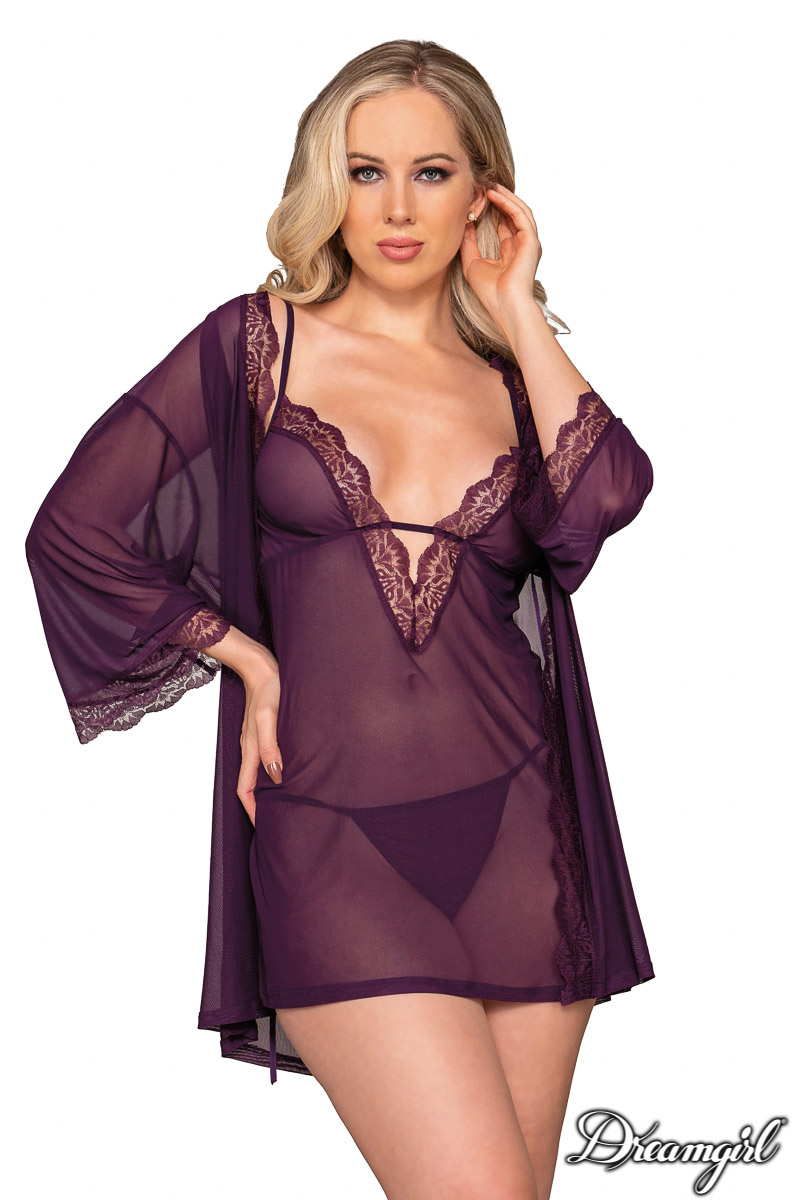 Picture of Lingerie, Robe, Sheer Robe Set, Plum, L, -DG12239