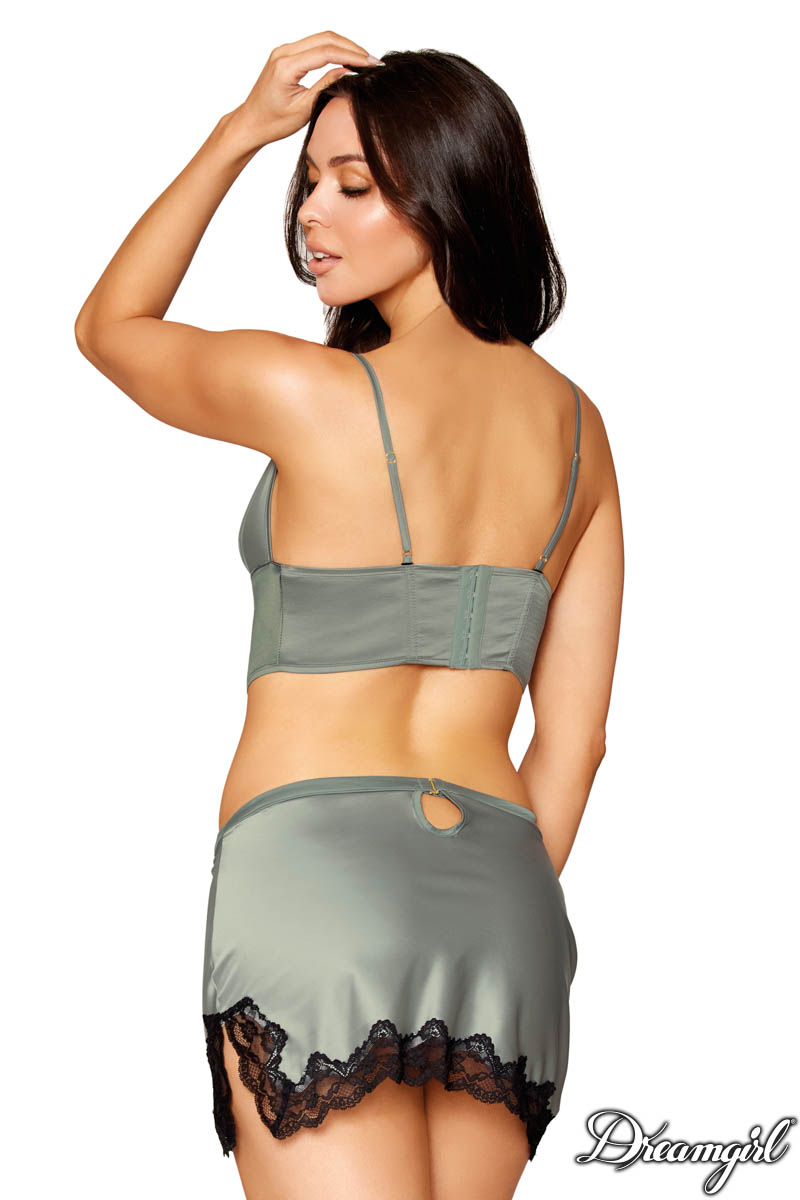 Picture of Lingerie, Corset & Bustier, 2Pc Satin Bustier, Sage Green, L, -DG13232