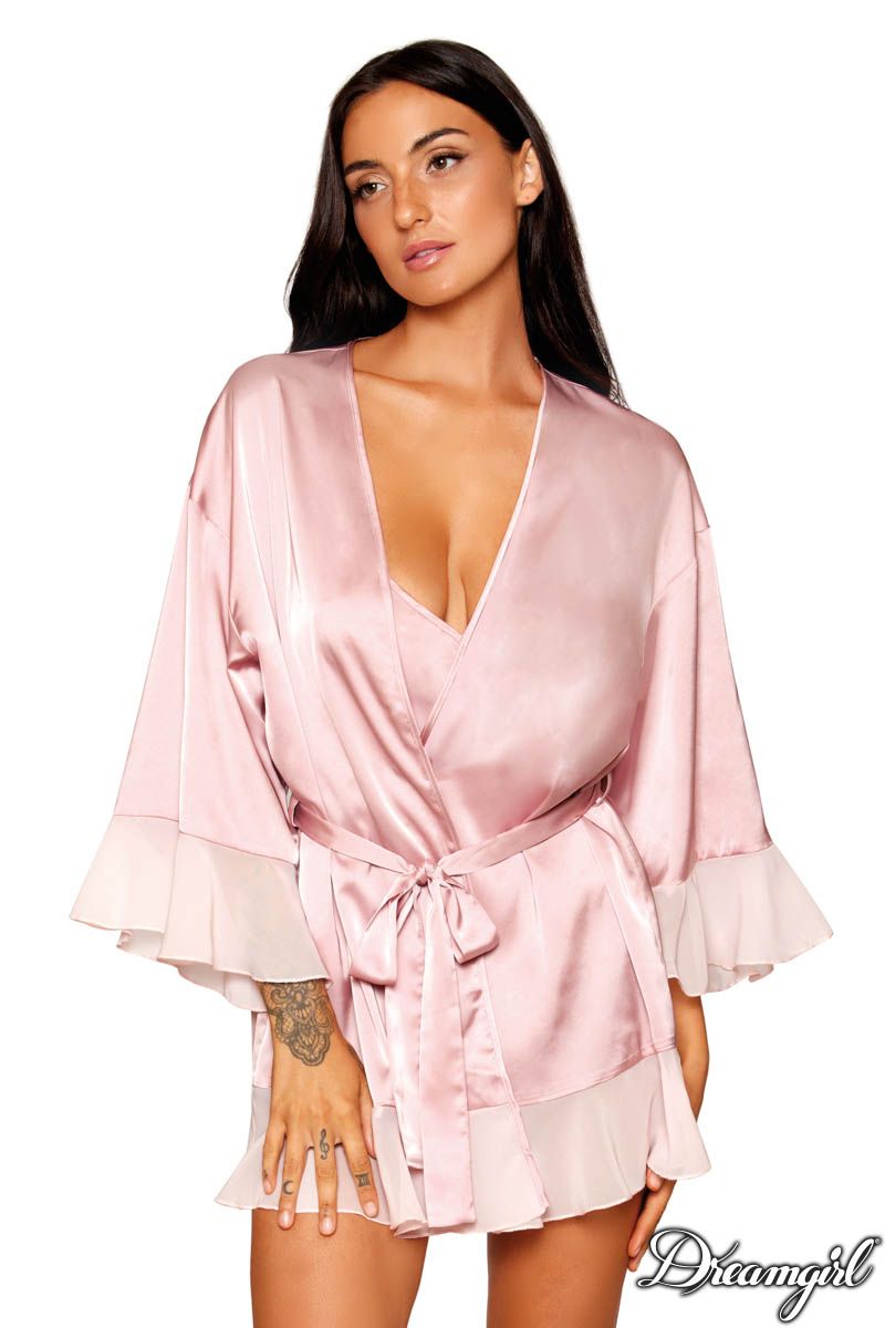 Picture of Lingerie, Robe, 2Pc Satin Robe Set, Vintage Pink, L, -DG13249