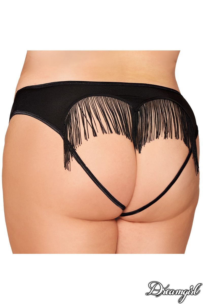 Picture of Lingerie, Panty, Heart Fringe G-String, Black, 1X, -DG1492X