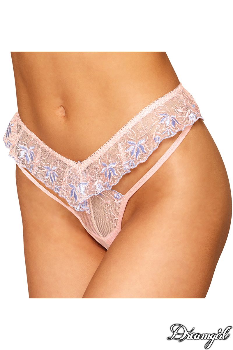 Picture of Lingerie, Panty, Floral Flutter G-String, Vintage Pink, L/XL, -DG1495