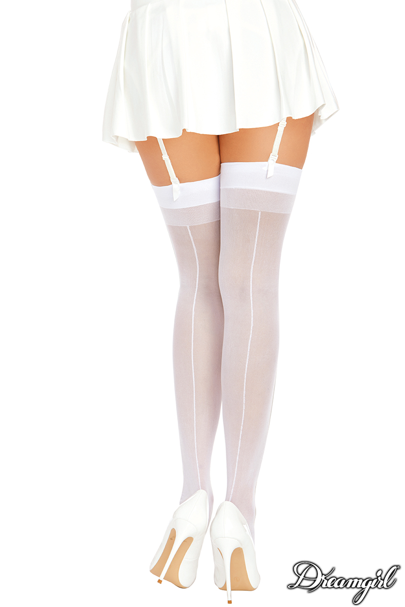 Picture of Hosiery, Thigh Hi, Sheer Thigh Highs with Back Seam., White, O/S, -DG7031