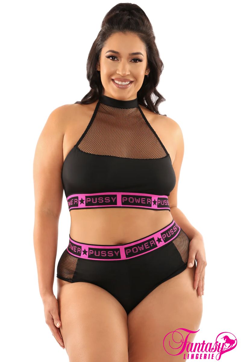 Picture of Lingerie, Multi Piece, 2Pc Pussy Power Set, Black, QUEEN, -FAAF947X