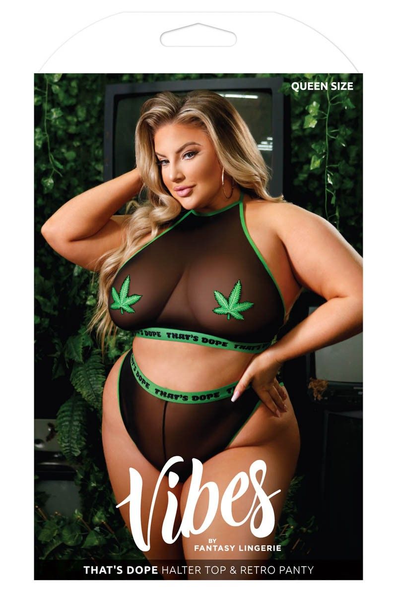 Picture of Lingerie, Multi Piece, 2Pc "That's Dope", Black-Green, L/XL, -FAAF962