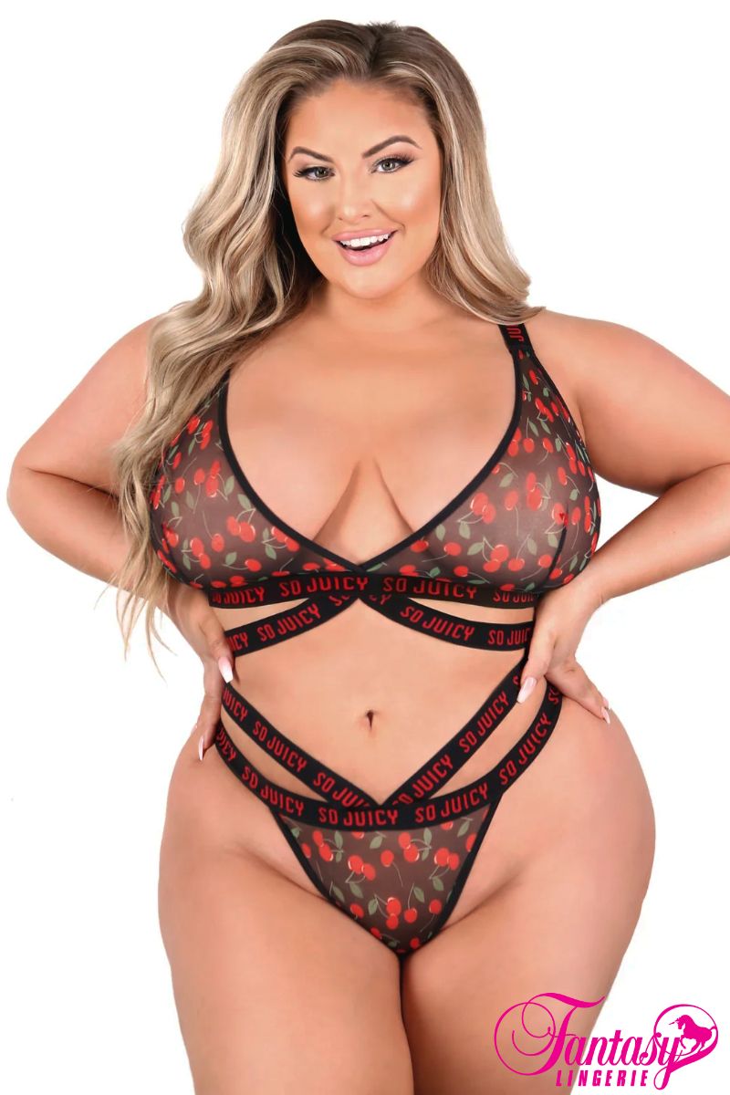 Picture of Lingerie, Multi Piece, 2Pc, So Juicy, Black-Red, QUEEN, -FAAF963X