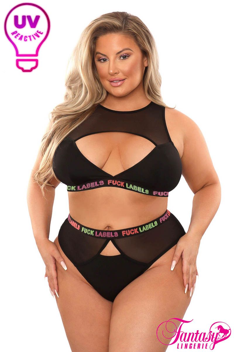 Picture of Lingerie, Multi Piece, Fuck Labels 2Pc, Black, QUEEN, -FAAF973X