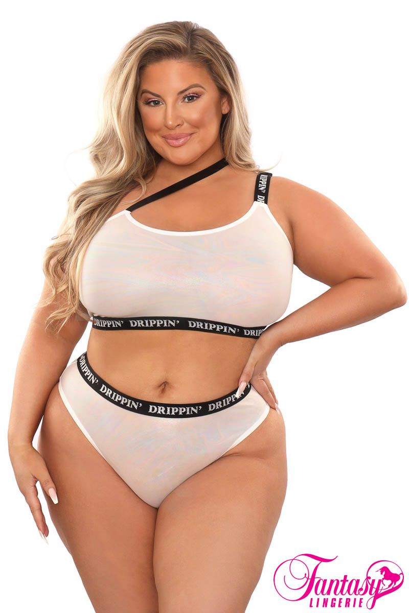 Picture of Lingerie, Multi Piece, Drippin' 2Pc, White-Black, QUEEN, -FAAF974X