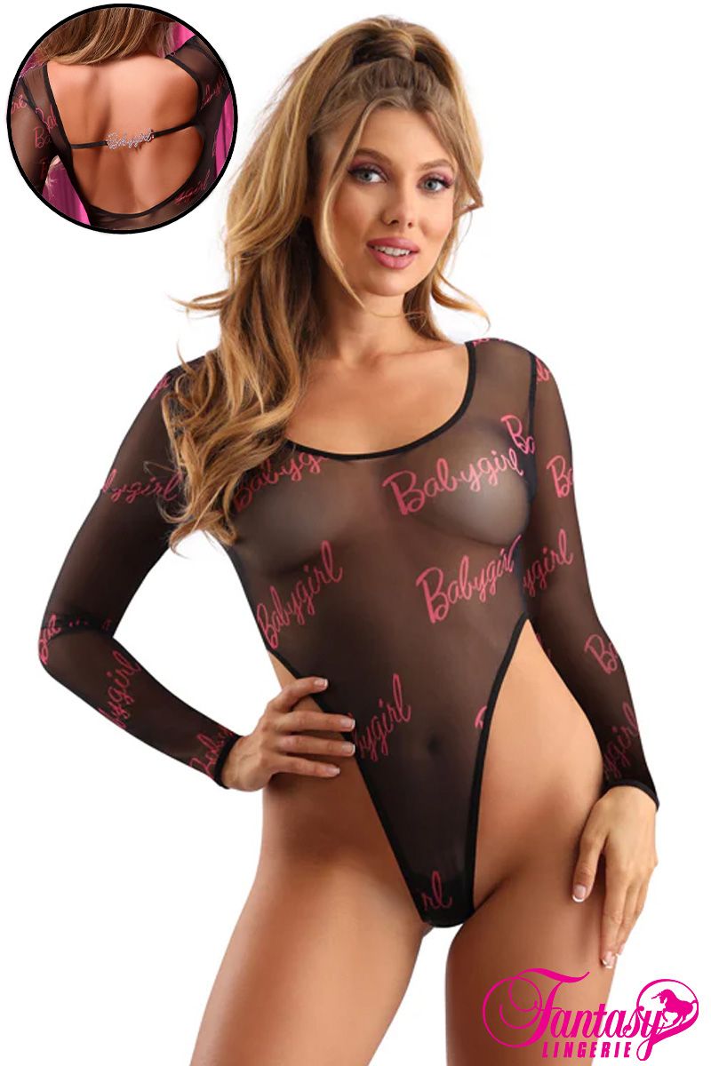 Picture of Lingerie, Teddy, Babygirl Mesh Teddy, Black-Pink, L/XL, -FAAF985