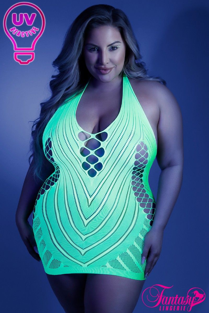 Picture of Lingerie, Babydoll-Chemise, Glow Chemise, Neon Green, QUEEN, -FAGL2108X