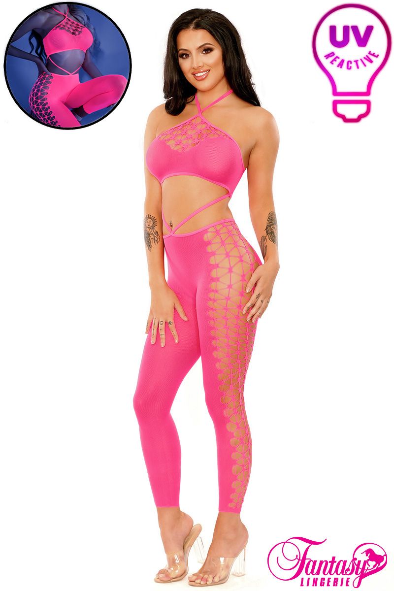 Picture of Lingerie, Bodystocking, 2Pc Glow Set, Neon Pink, O/S, -FAGL2109