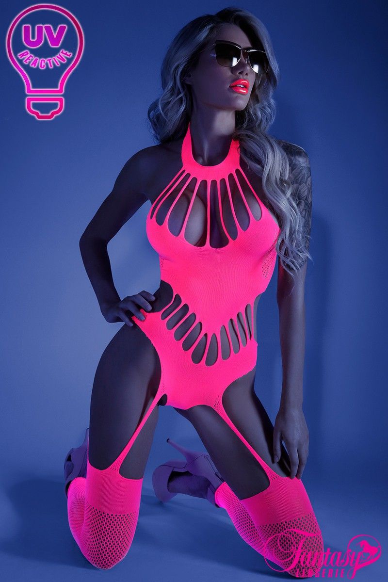 Picture of Lingerie, Bodystocking, Glow Bodystocking, Neon Pink, O/S, -FAGL2111