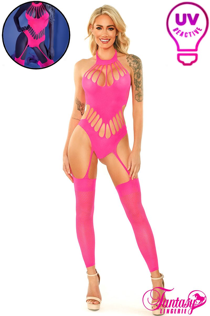 Picture of Lingerie, Bodystocking, Glow Bodystocking, Neon Pink, O/S, -FAGL2111