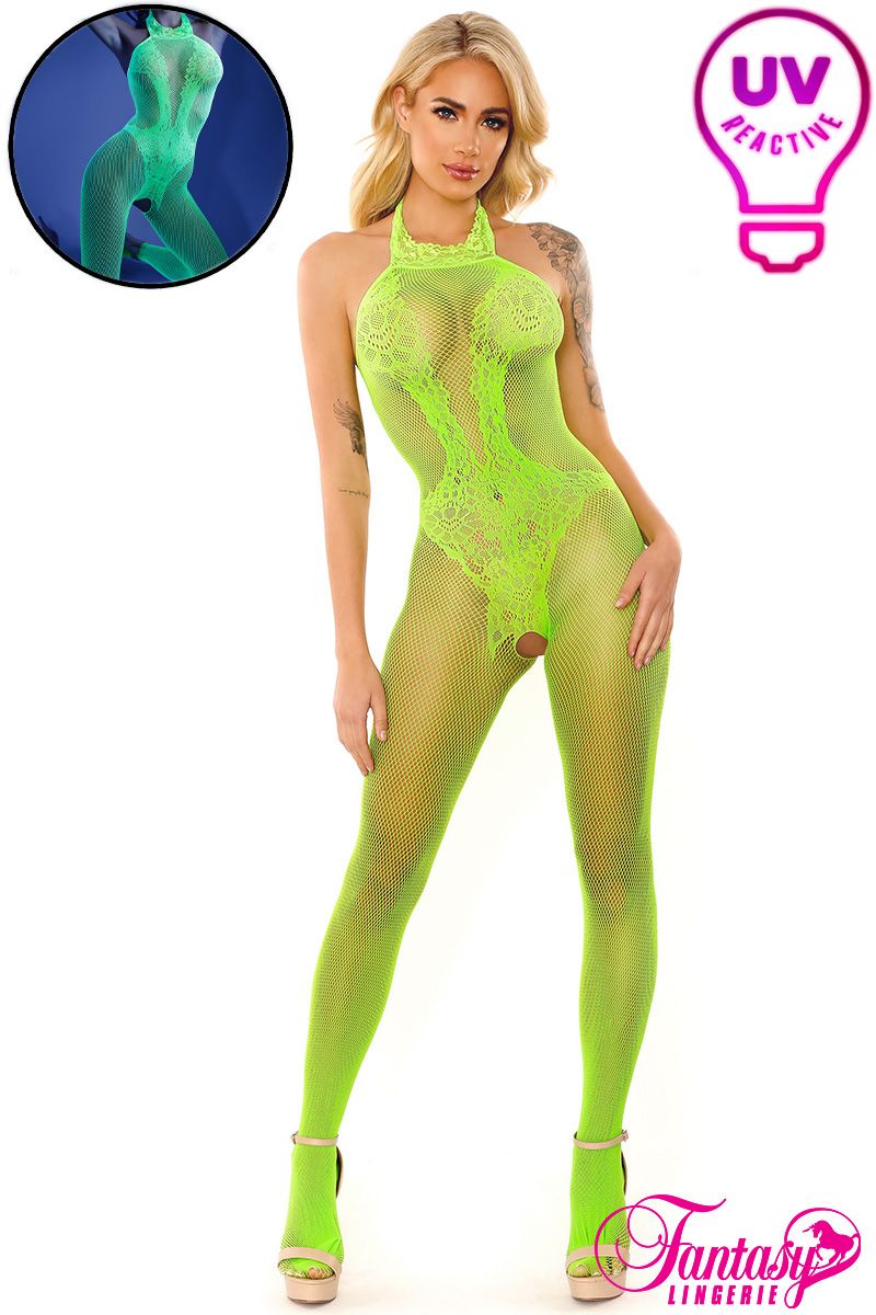 Picture of Lingerie, Bodystocking, Glow Bodystocking, Neon Green, O/S, -FAGL2112