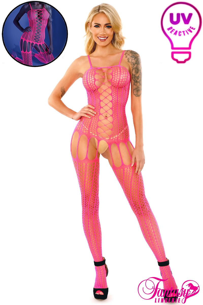 Picture of Lingerie, Bodystocking, Glow Bodystocking, Neon Pink, O/S, -FAGL2113