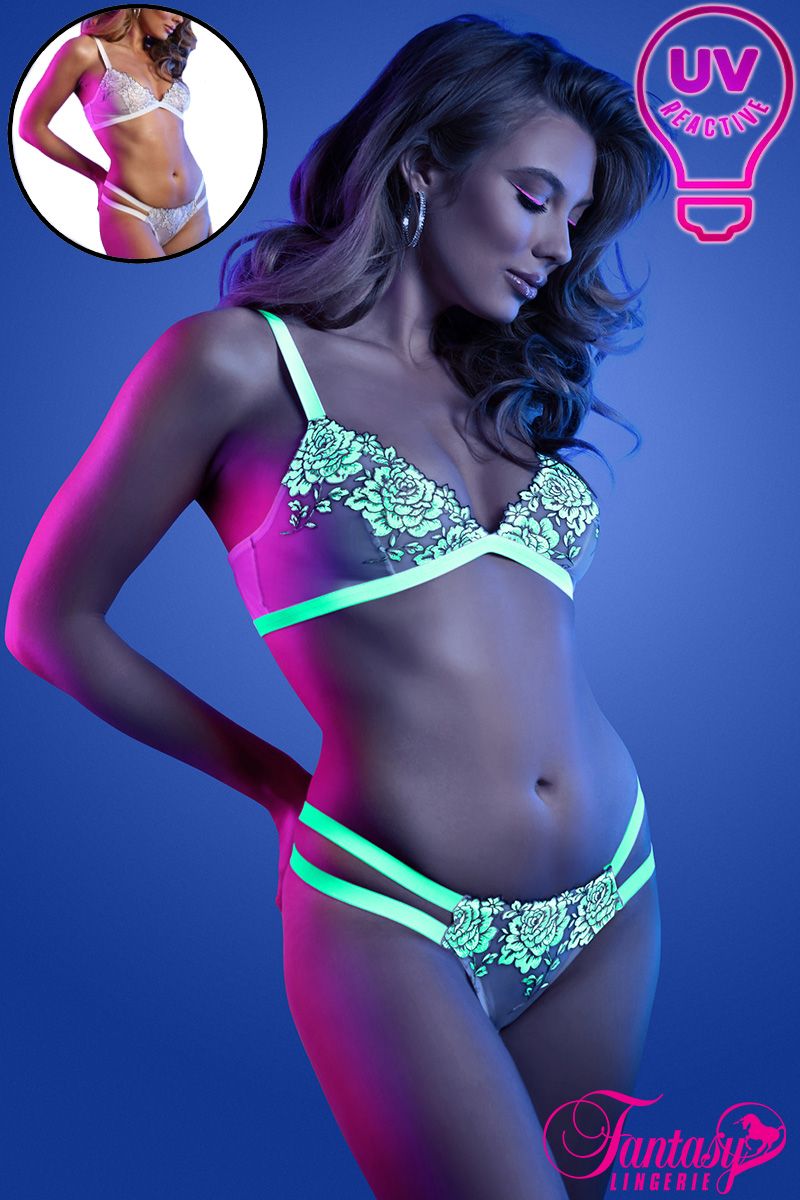 Picture of Lingerie, Multi Piece, Glow-In-The-Dark 2Pc, White, S/M, -FAGL2118