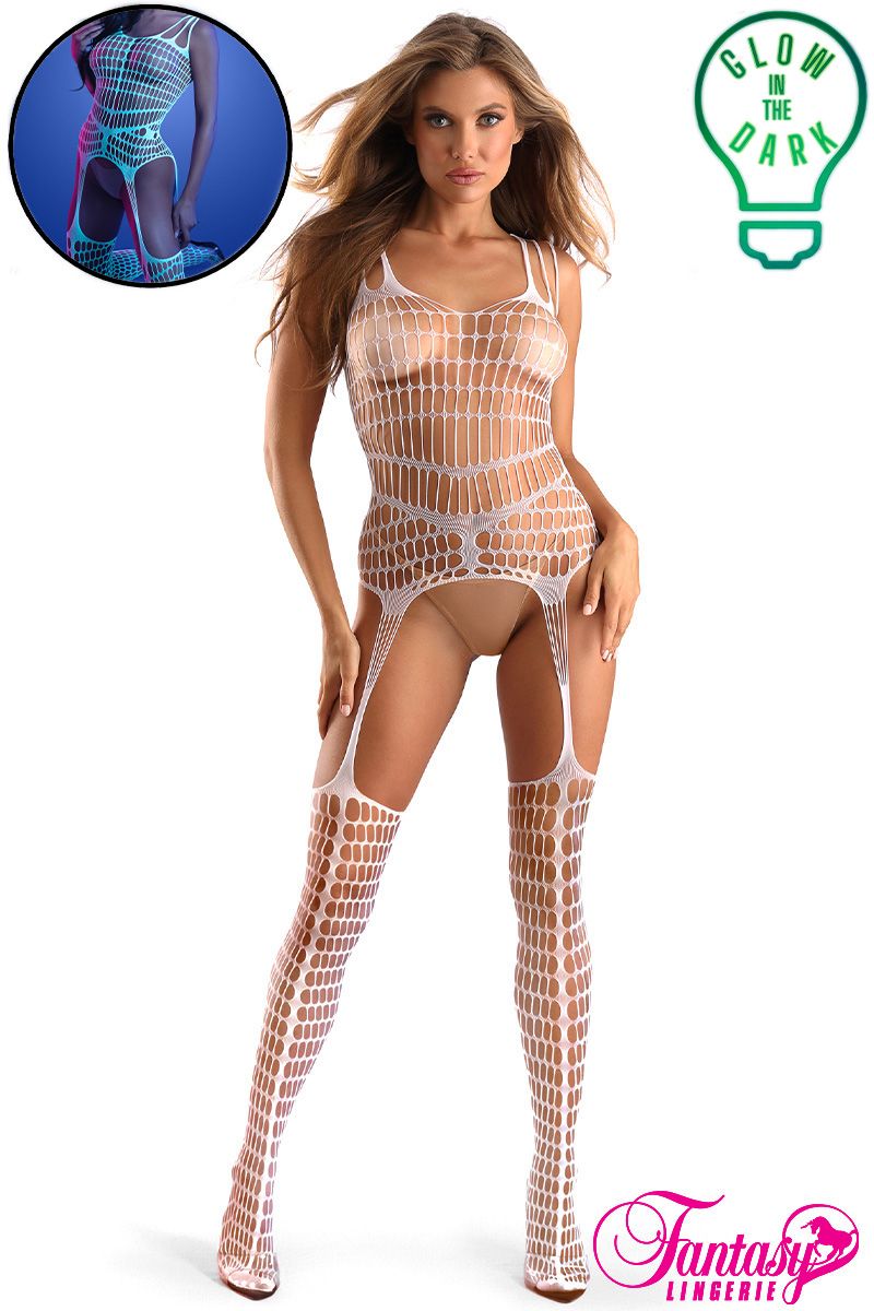 Picture of Lingerie, Bodystocking, Uv Big Net Bodystocking, White-Blue, O/S, -FAGL2135