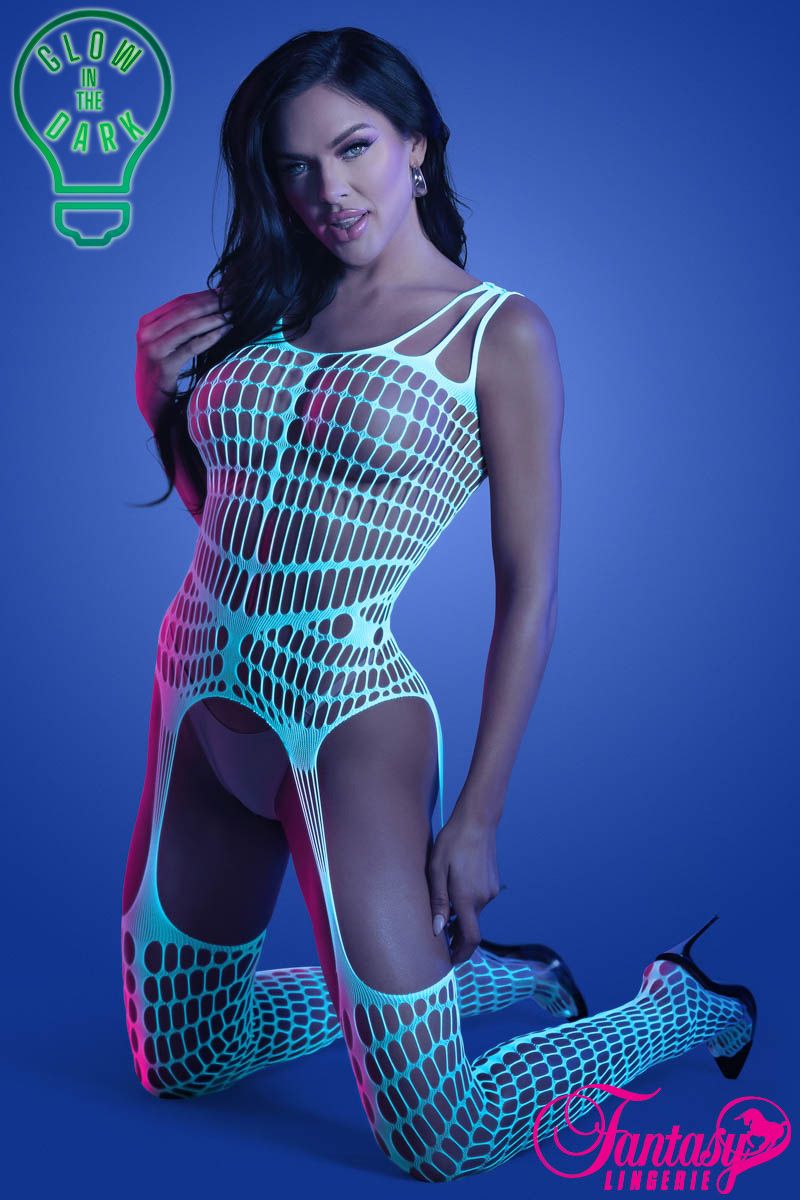 Picture of Lingerie, Bodystocking, Uv Big Net Bodystocking, White-Blue, O/S, -FAGL2135