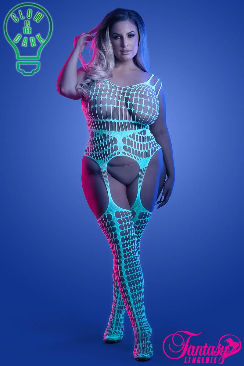 Picture of Lingerie, Bodystocking, Uv Big Net Bodystocking, White-Blue, O/S, -FAGL2135