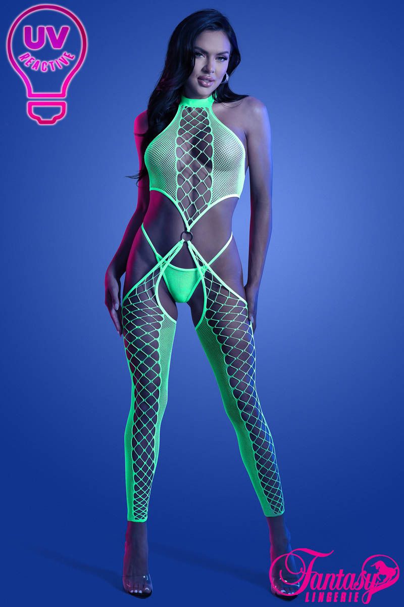 Picture of Lingerie, Bodystocking, Uv Big Net Bodystocking, Neon Green, O/S, -FAGL2138