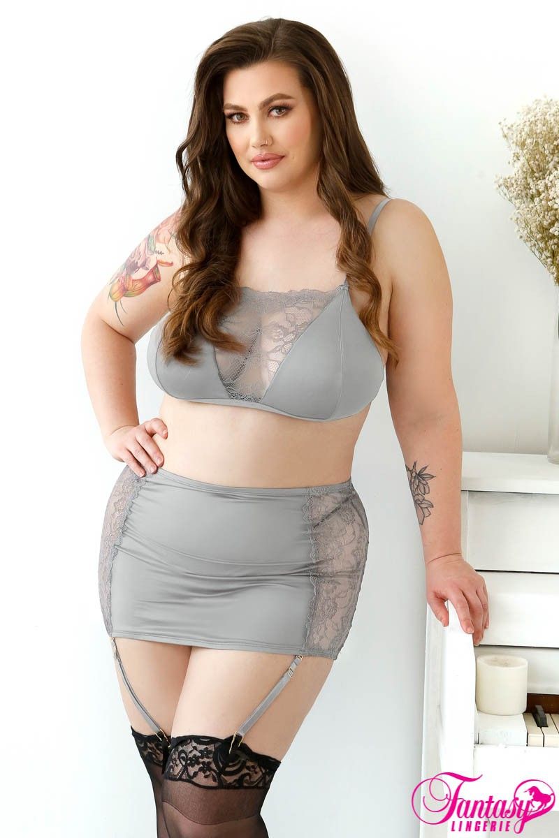 Picture of Lingerie, Multi Piece, 3Pc Set, Grey, 1X/2X, -FAP647X