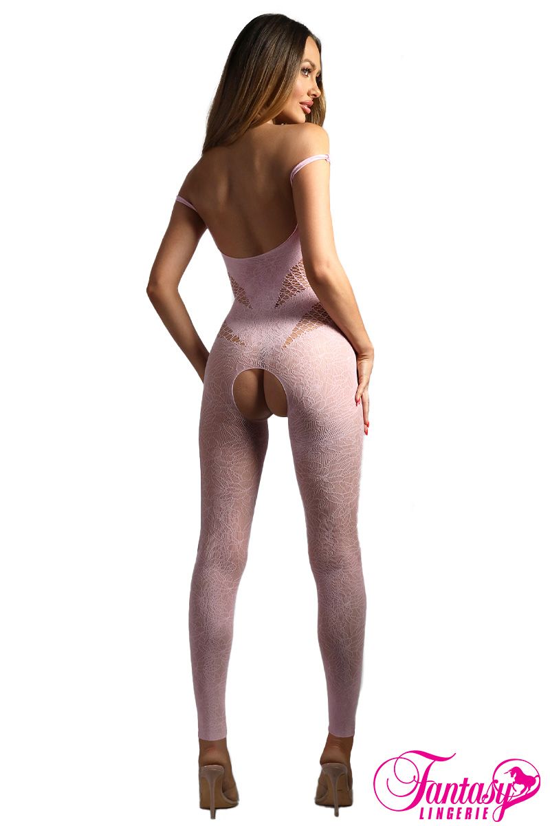 Picture of Lingerie, Bodystocking, Floral Net Bodystocking, Baby Pink, O/S, -FASF987