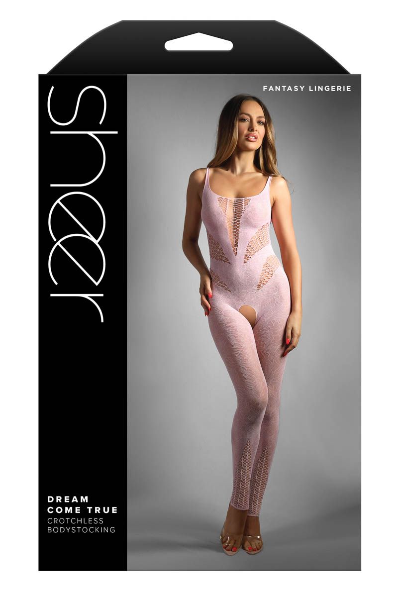 Picture of Lingerie, Bodystocking, Floral Net Bodystocking, Baby Pink, O/S, -FASF987