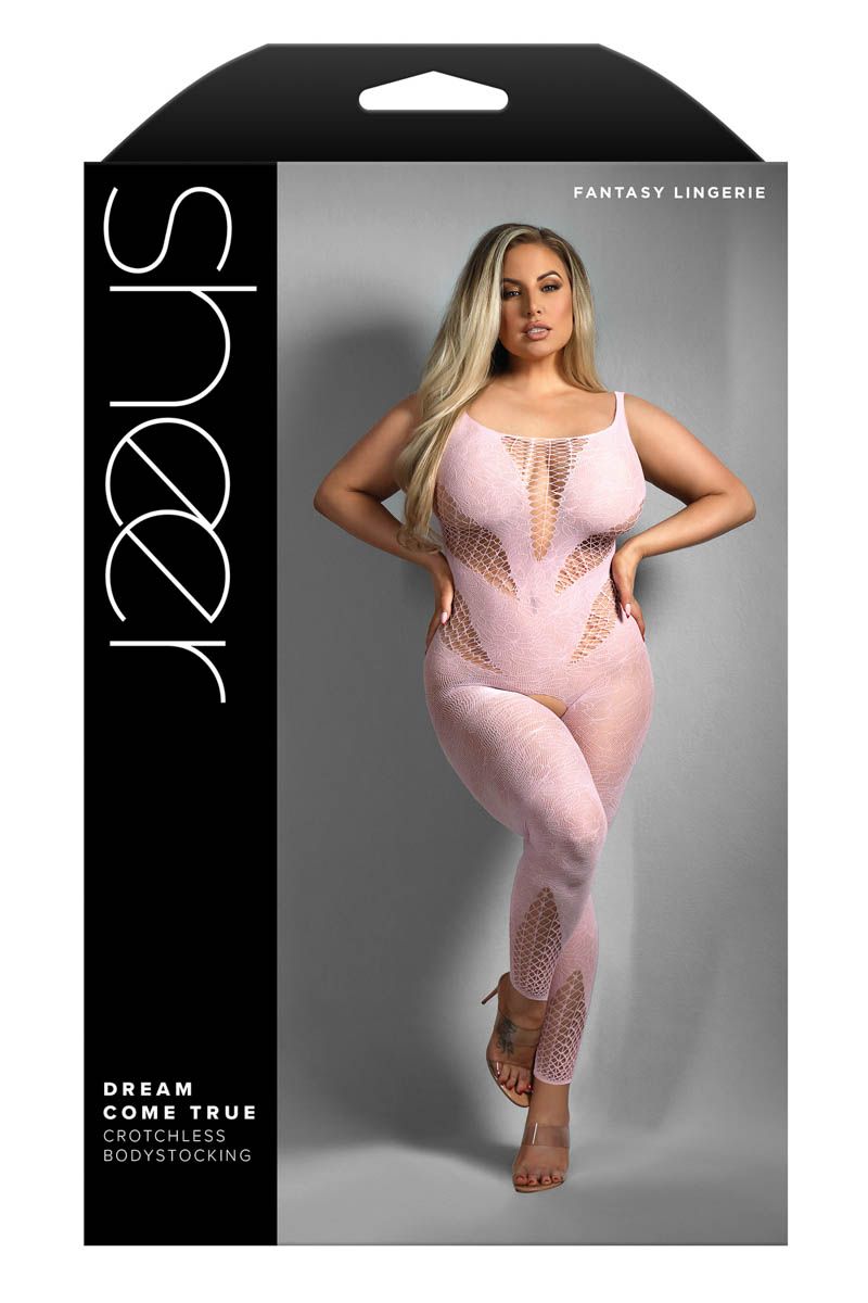 Picture of Lingerie, Bodystocking, Floral Net Bodystocking, Baby Pink, O/S, -FASF987