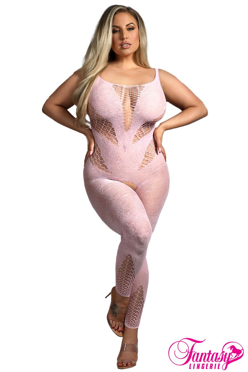 Picture of Lingerie, Bodystocking, Floral Net Bodystocking, Baby Pink, QUEEN, -FASF987X