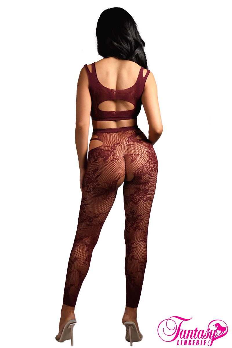 Picture of Lingerie, Bodystocking, 2Pc Lace Bodystocking, Burgundy, O/S, -FASF988