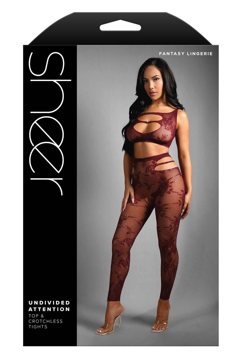 Picture of Lingerie, Bodystocking, 2Pc Lace Bodystocking, Burgundy, O/S, -FASF988