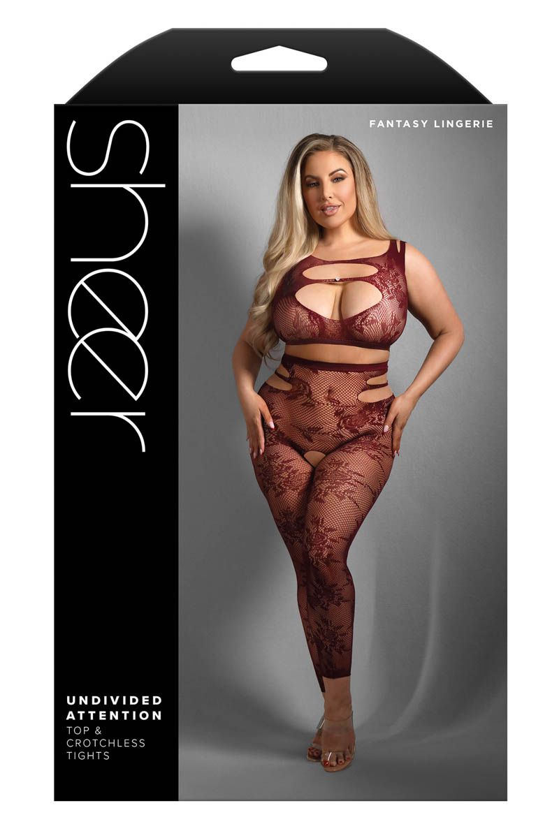 Picture of Lingerie, Bodystocking, 2Pc Lace Bodystocking, Burgundy, O/S, -FASF988