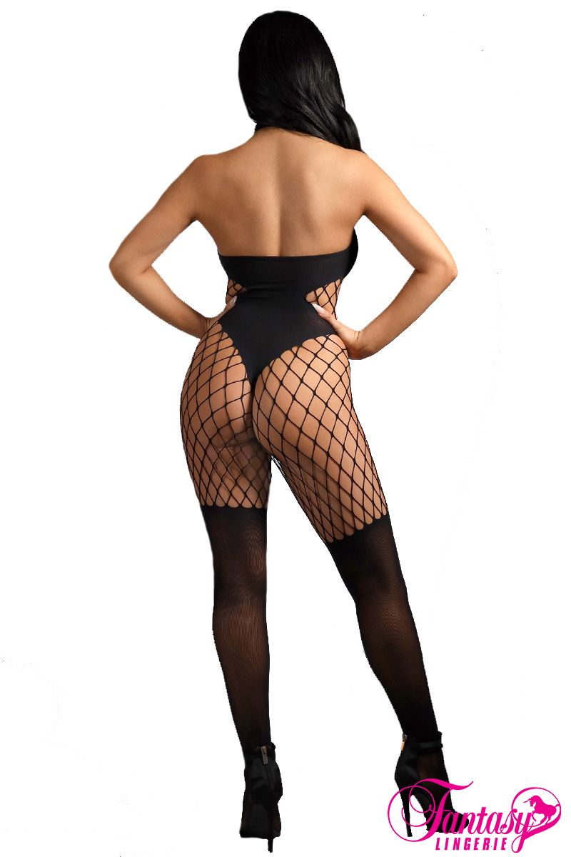 Picture of Lingerie, Bodystocking, Big Net Halter Bodystocking, Black, O/S, -FASF990