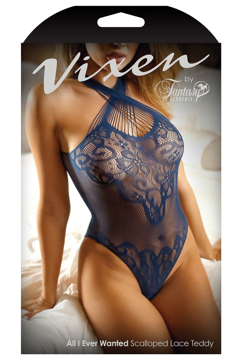 Picture of Lingerie, Teddy, Promo25-Criss-Cross Neck Lace Teddy, Navy, OS, -FAV764