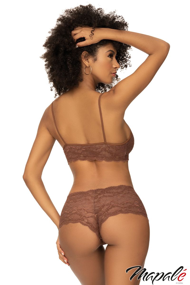 Picture of Lingerie, Multi Piece, 2Pc, Lace Top, Boyshort, Cocoa, S, -MA206