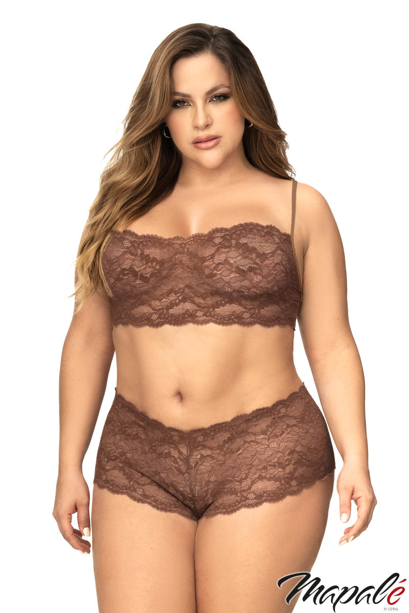 Picture of Lingerie, Multi Piece, 2Pc Lace Set, Cocoa, 1X/2X, -MA206X