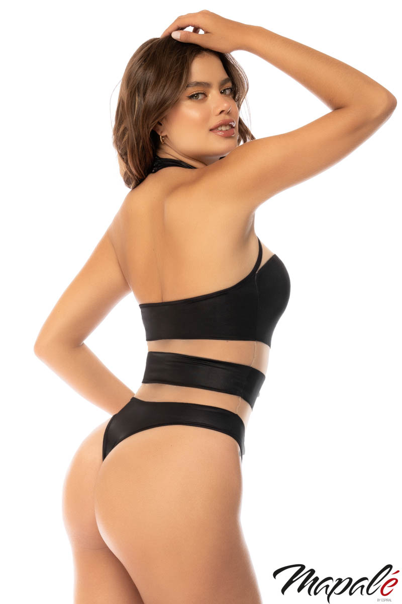 Picture of Lingerie, Teddy, Sheer Striped Teddy, Nude-Black, L, -MA2744