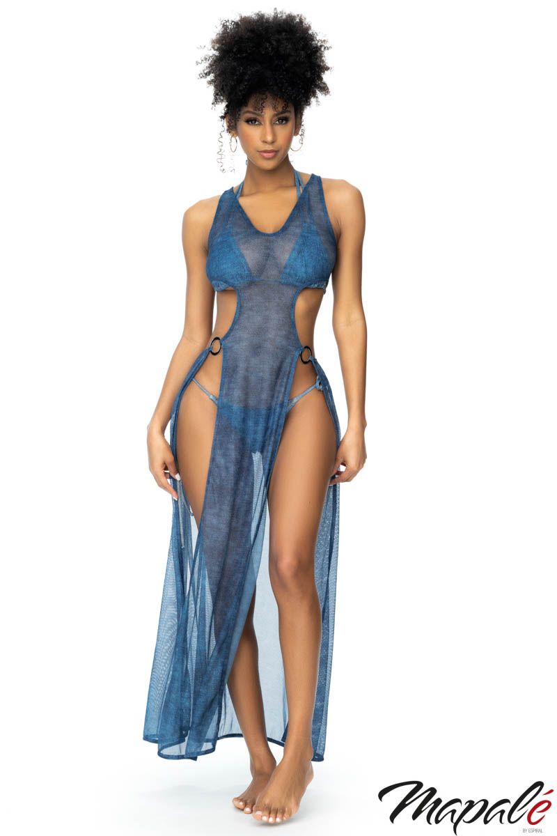 Picture of Clothing, Coverup, Cutout Cover Up Gown, Denim, L/XL, -MA47014