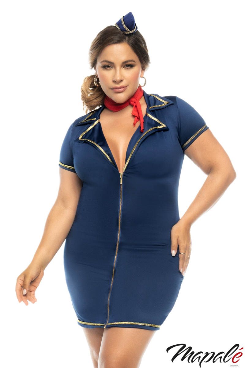 Picture of Lingerie, Bedroom Costume, Flight Attendant, 3Pc, As Shown, 1X/2X, -MA60022X