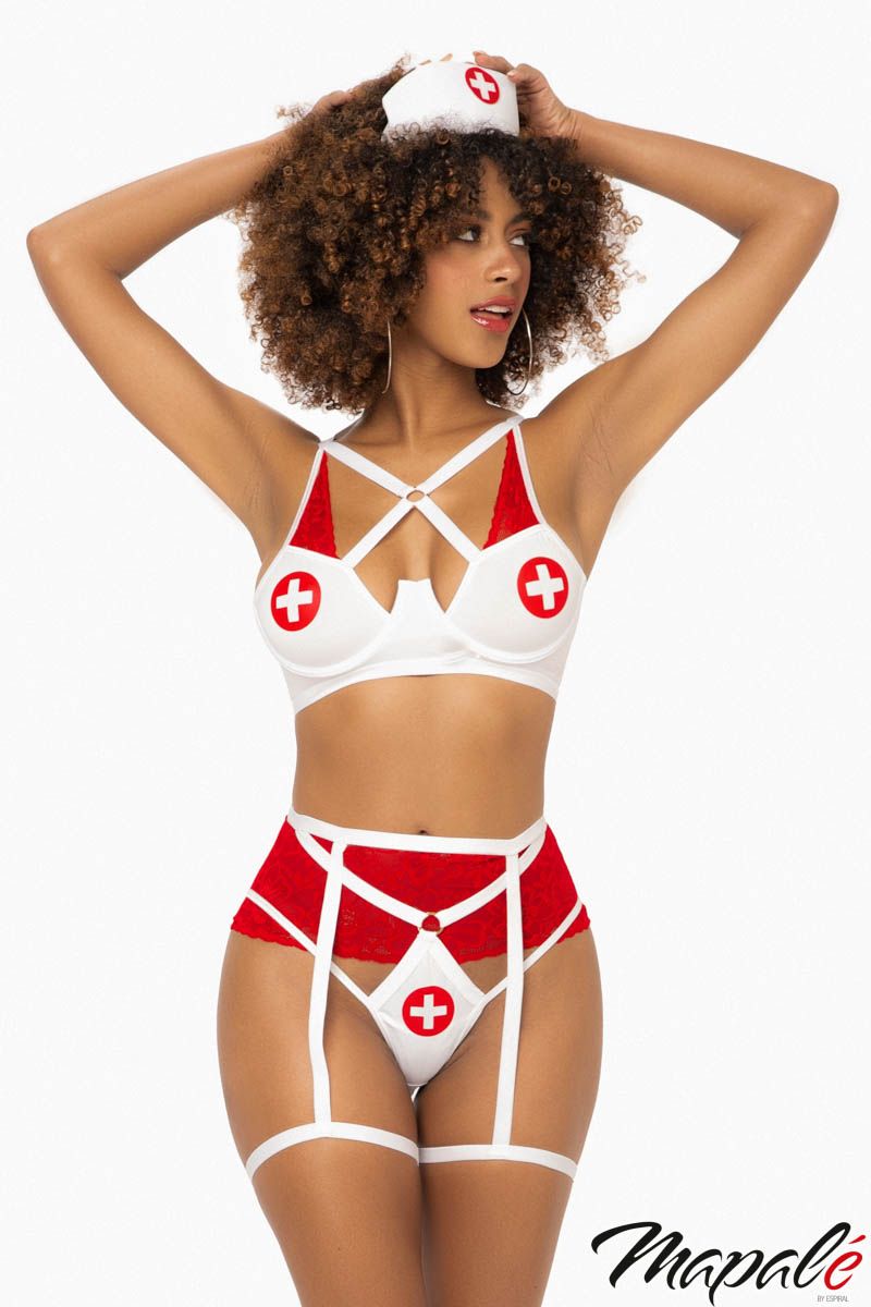 Picture of Lingerie, Bedroom Costume, Nurse, 3Pc, As Shown, S/M, -MA6464